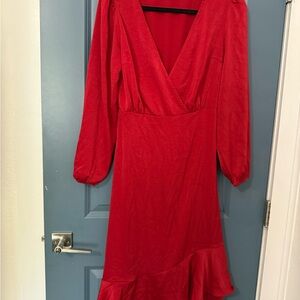 Lucky Brand Red Ruffled Wrap Dress